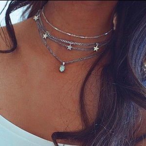 2/$10 NEW! Boho Pendant Crystal Necklace Multilayer Simple Cute White Stone Star